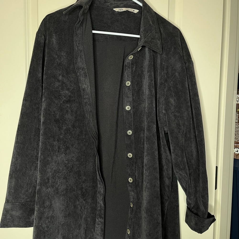 Long corduroy button up